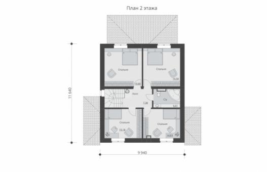 Проект двухэтажного дома с чердаком и террасой